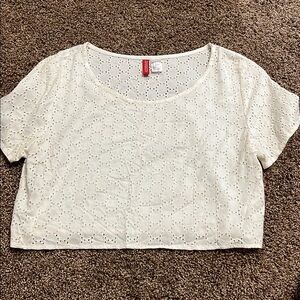 Cream Eyelet Women's Top